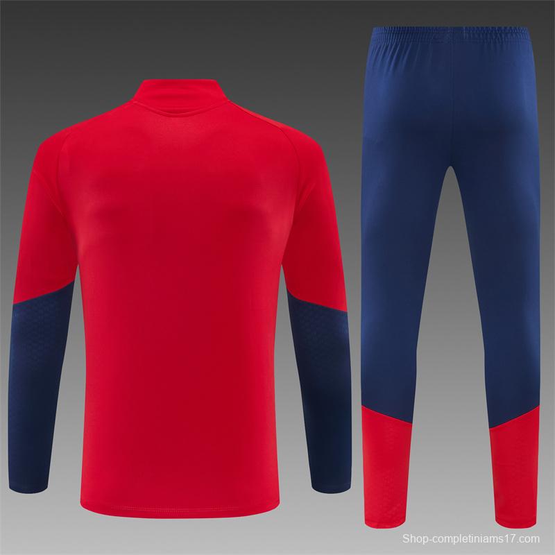 26/27 Spain Home Red Half Zipper Jacket Tracksuit + Long Pants