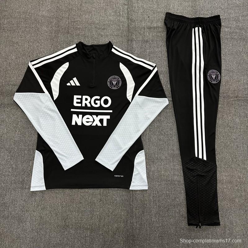 2026 Kids Inter Miami CF Black & White Half Zipper Jacket Tracksuit + Long Pants