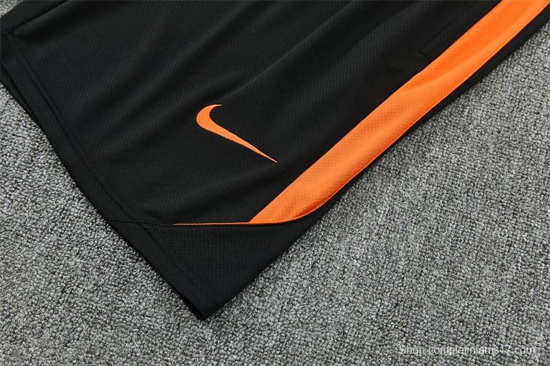 2026 Netherlands Black & Orange  Short Sleeve+Soccer Shorts