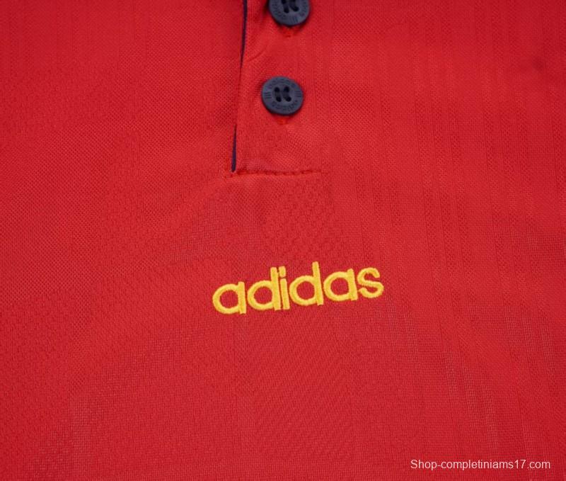 Retro 1996 Kids Spain Red & Navy Diagonal Split Home Jersey