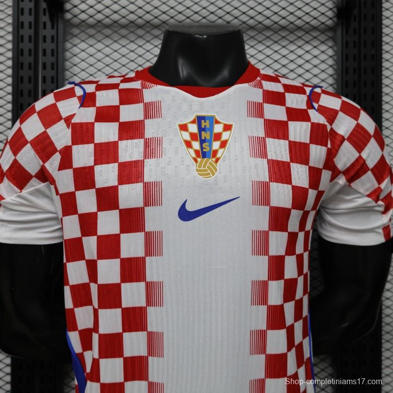 Player Version 2026 Croatia Home White & Red with Gradient Checkerboard Pattern Jersey