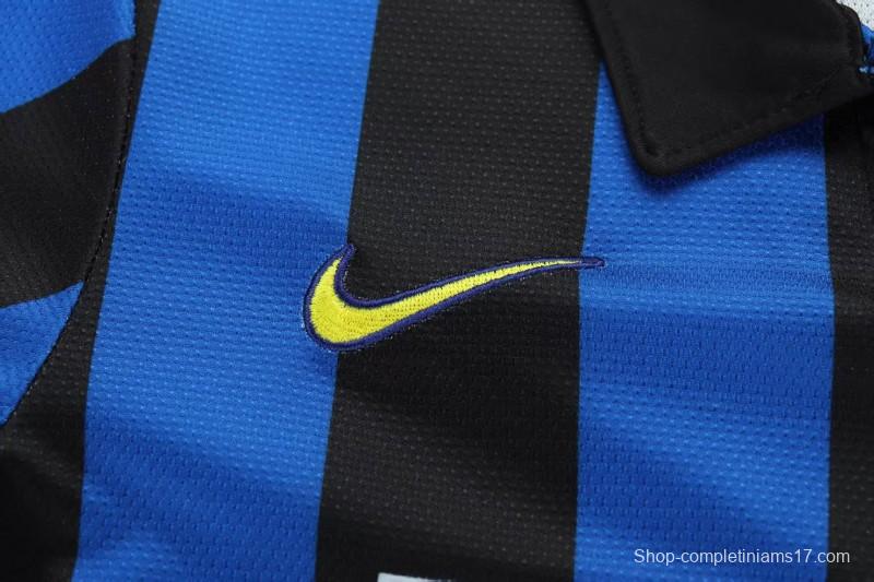 Retro 98/99 Kids  Inter Milan Blue & Black Stripe Home Jersey