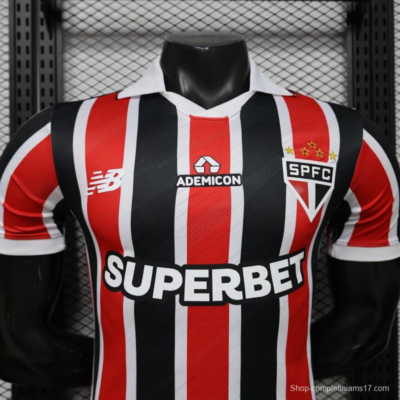 Player Version 26/27 São Paulo FC Away Red & Black Stripe  With White Collar Jersey
