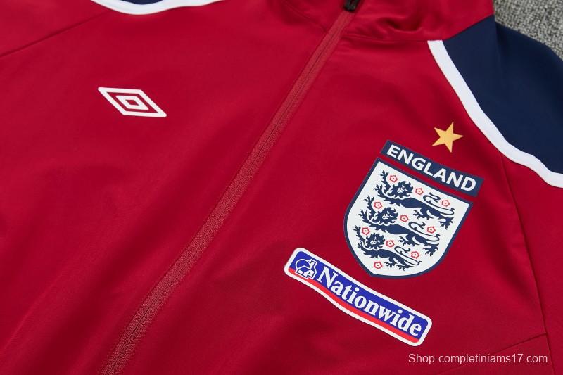2026 England Red & Navy Blue Full Zipper Jacket Tracksuit + Long Pants