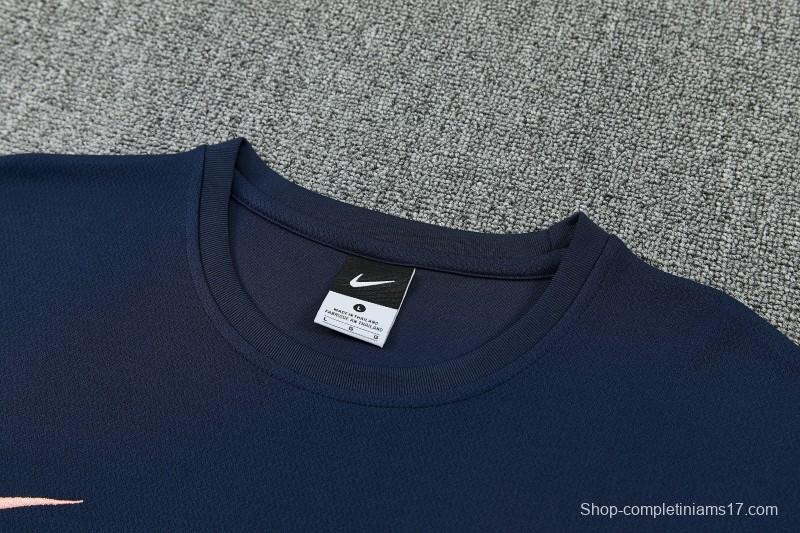 26/27 Barcelona Navy Blue Short  Sleeve Tracksuit + Long Pants