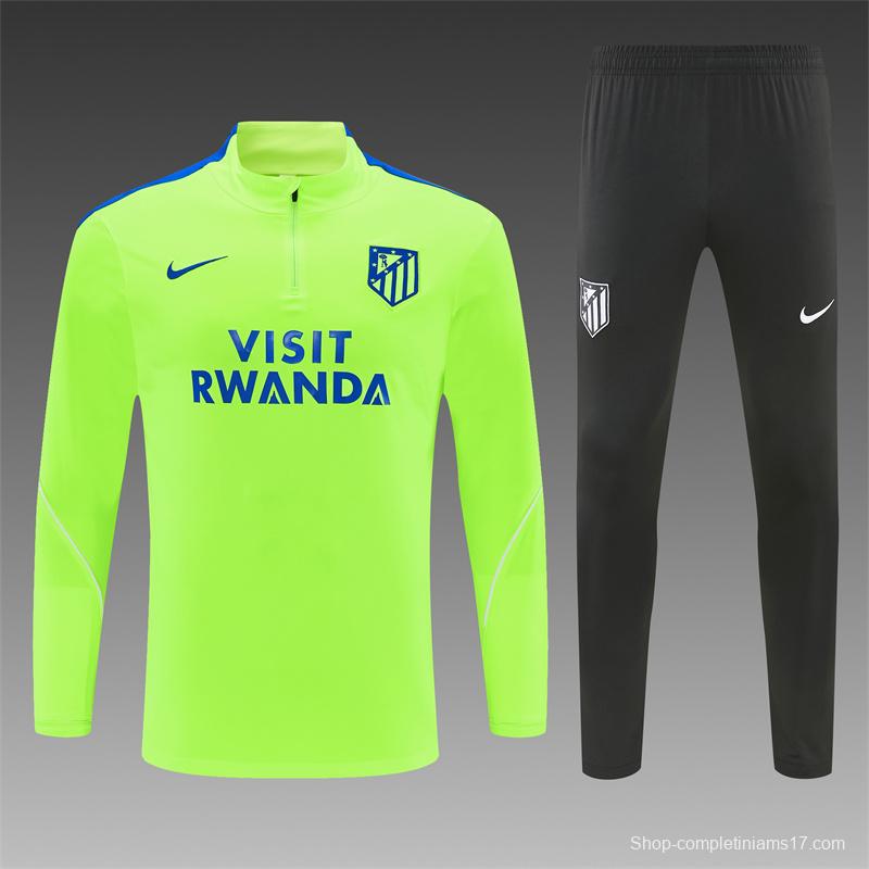 26/27 Atlético Madrid Third Fluorescent Green Half Zipper Jacket Tracksuit + Long Pants