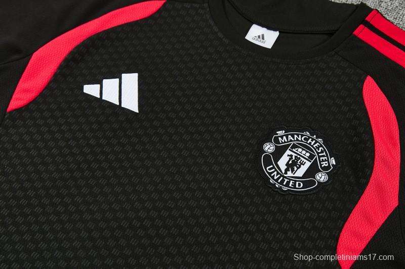 26/27 Manchester United Black &Red Short Sleeve+Soccer Shorts