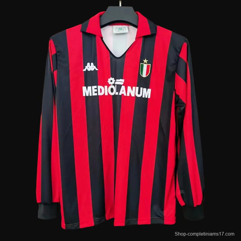 Retro 88/89 AC Milan Home Long Sleeve Jersey