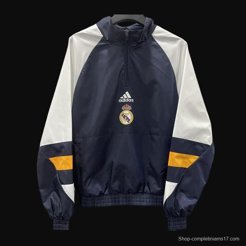 23/24 Real Madrid Grey White  half Zipper Windbreaker