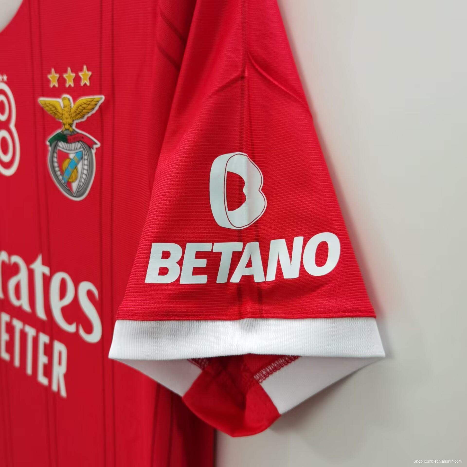 22/23 Benfica Home 38 Champions Jersey With Full Patches