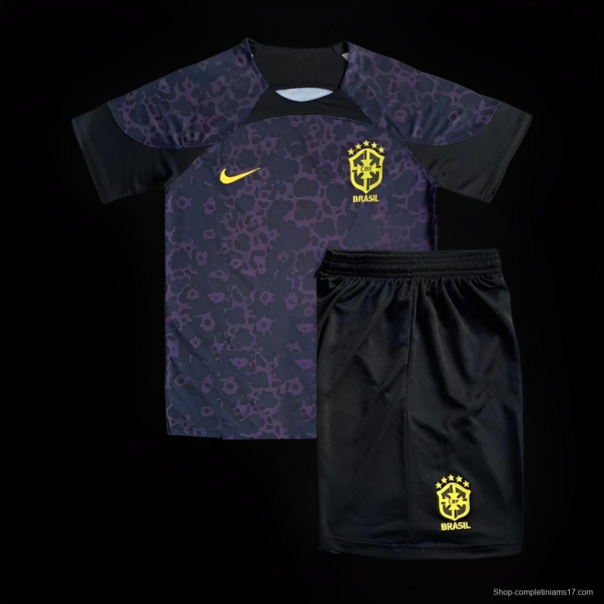 2023 Kids Brazil Goalkeeper Black Jersey