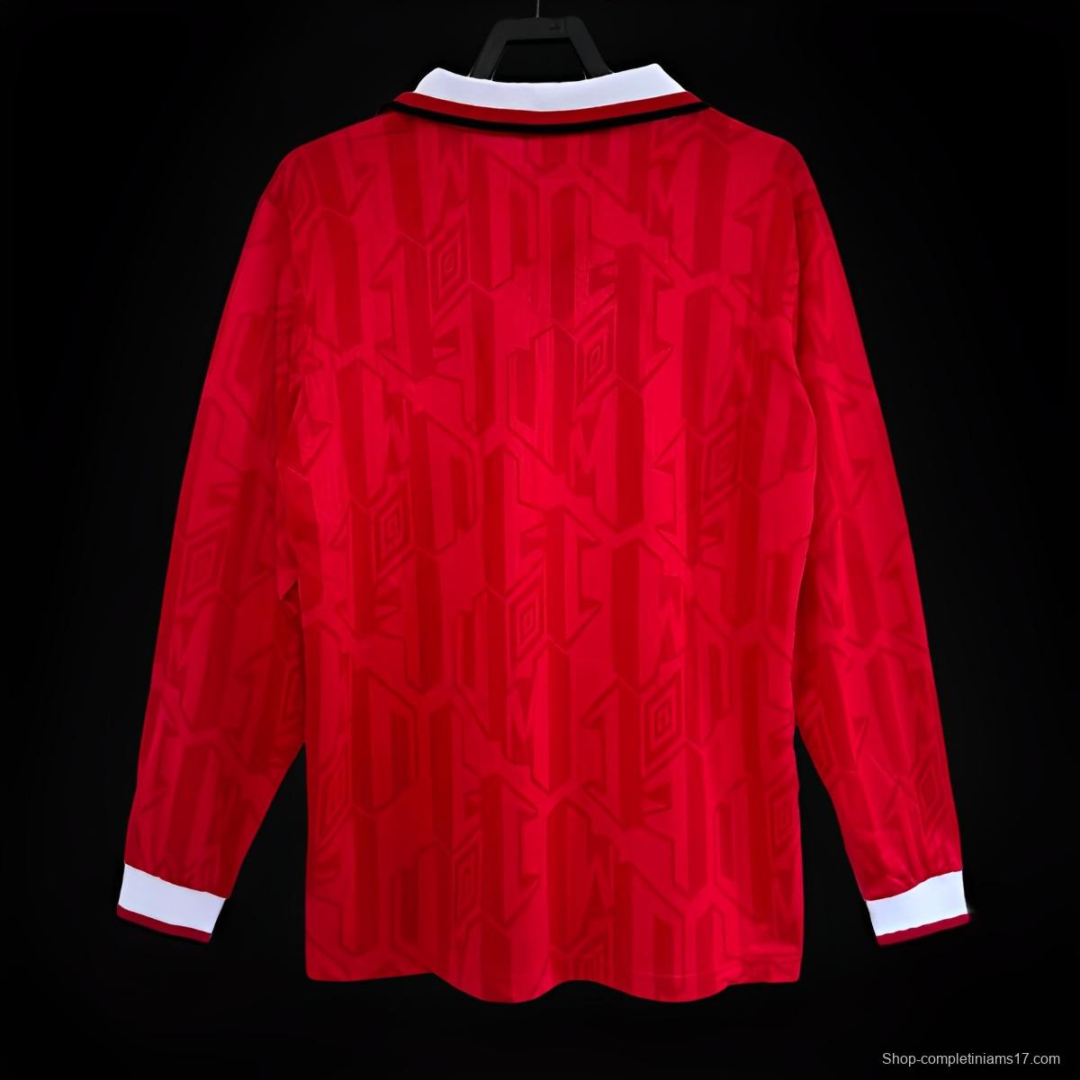 Retro 93/94 Manchester United Home Long Sleeve Jersey