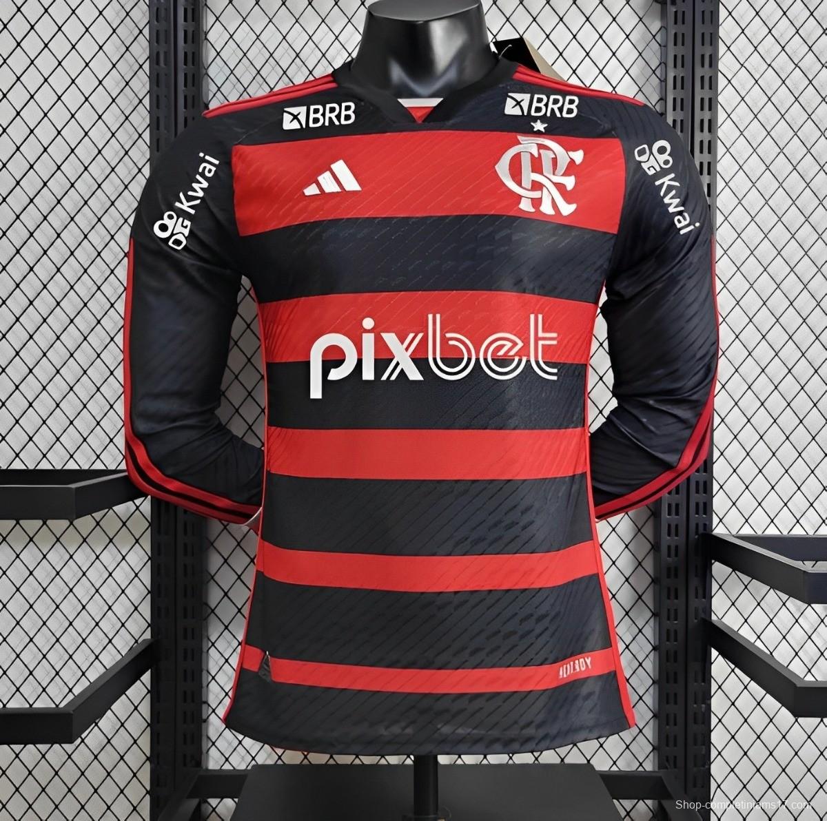 Player Version 24/25 Flamengo Home Long Sleeve Jersey+ All Sponsored