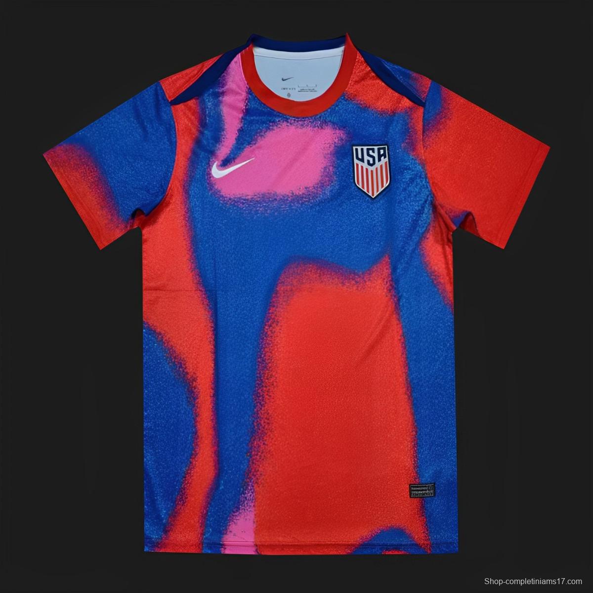 2024 USA Copa America Pre-Match Red/Blue Jersey