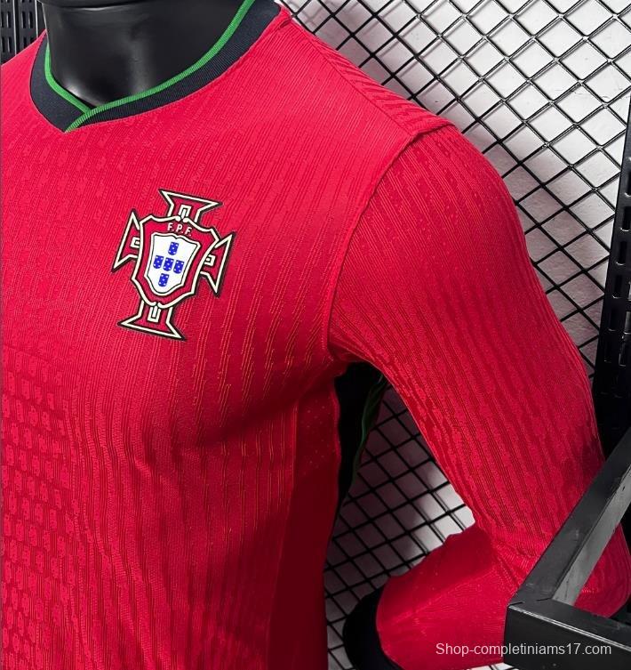 Player Version 2024 Portugal Home Long Sleeve Jersey