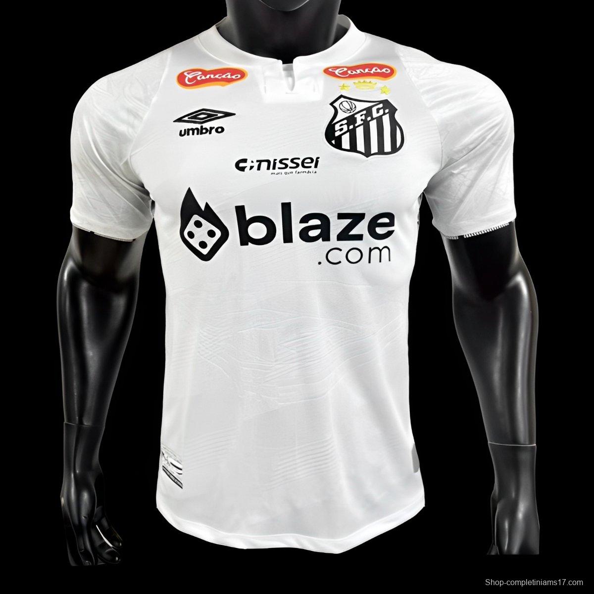 Player Version 24/25 Santos Home Jersey With Full Sponsors