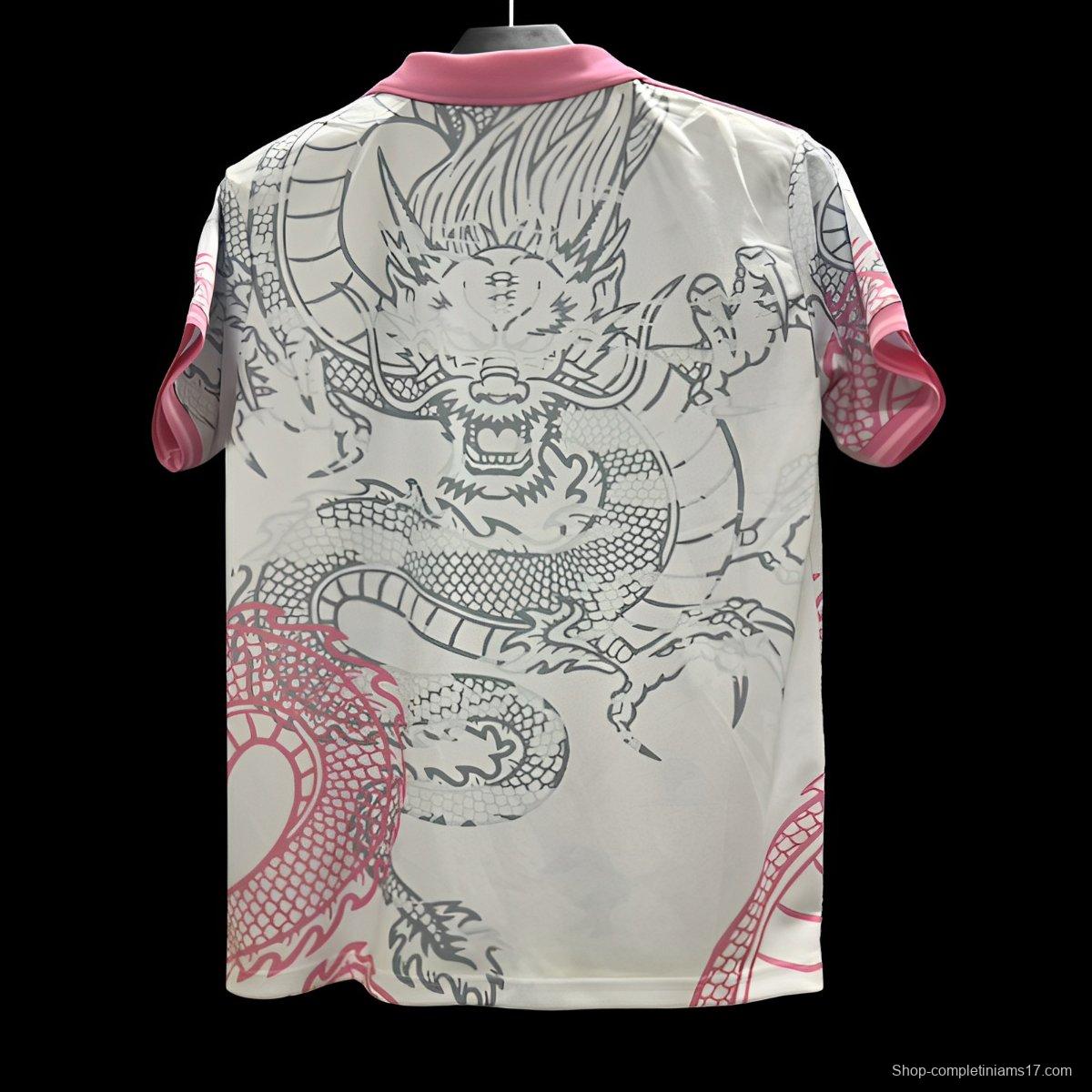 25/26 Real Madrid White with Pink Dragon Design Jersey