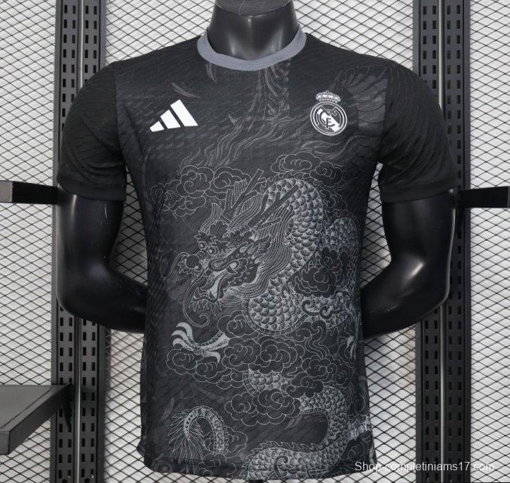 Player Version 25/26 Real Madrid Black with Dragon Design Jersey