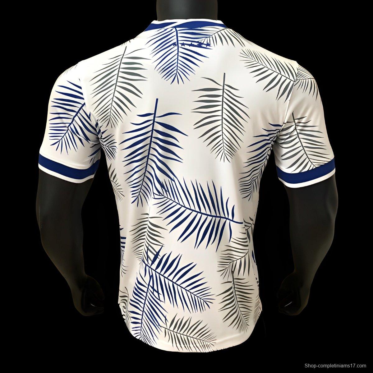 Player Version 2025 Brazil White with Palm Leaf Pattern Jersey