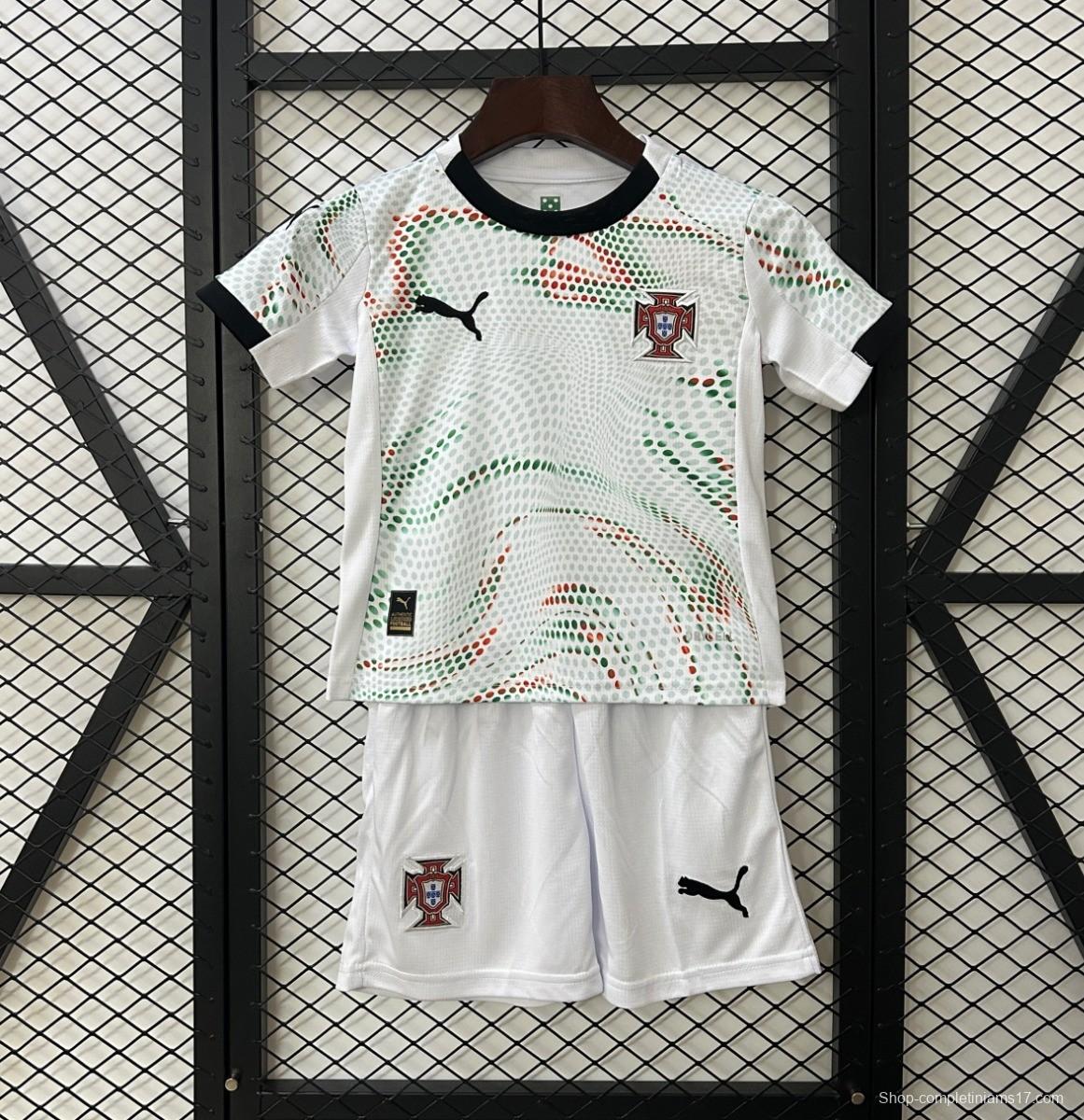 2025 Kids Portugal Away White Jersey