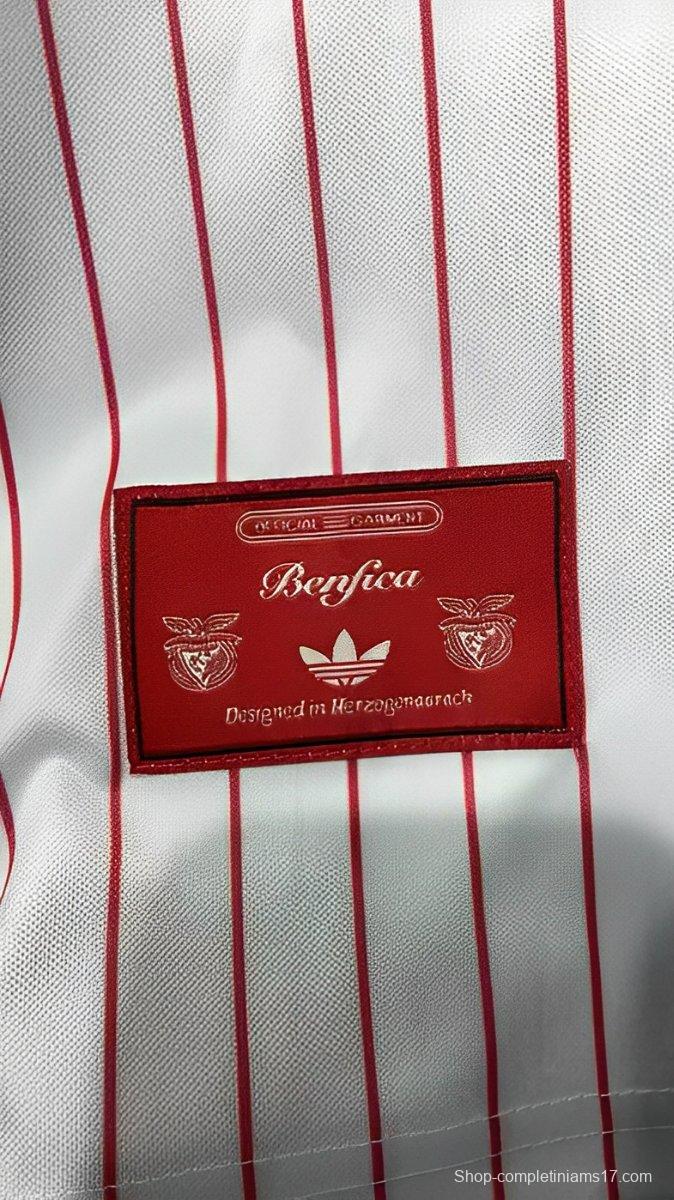 25/26 Benfica Adidas Original White with Red Pinstripes Jersey