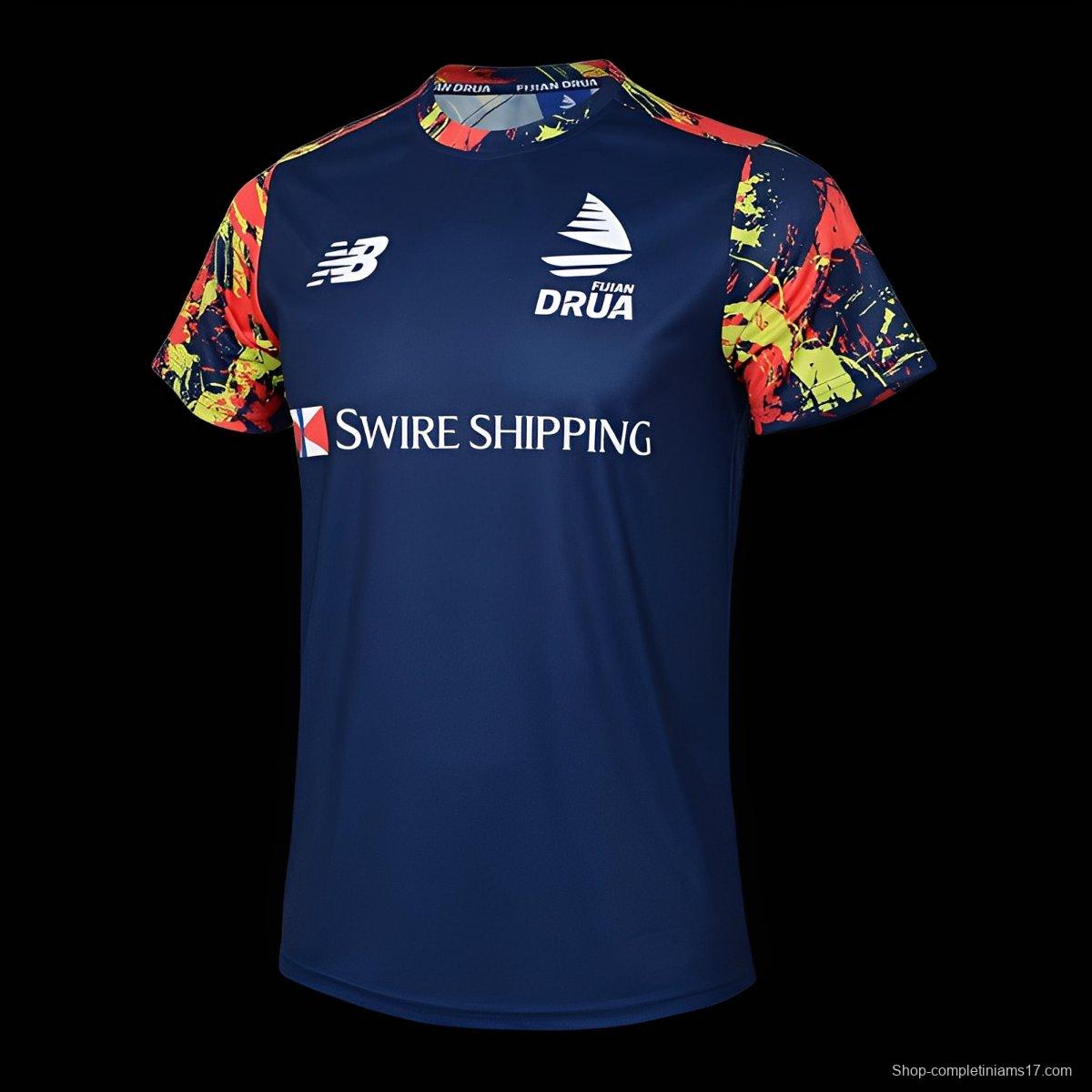 25/26 Fijian Drua Navy with Colorful Sleeves Training Jersey