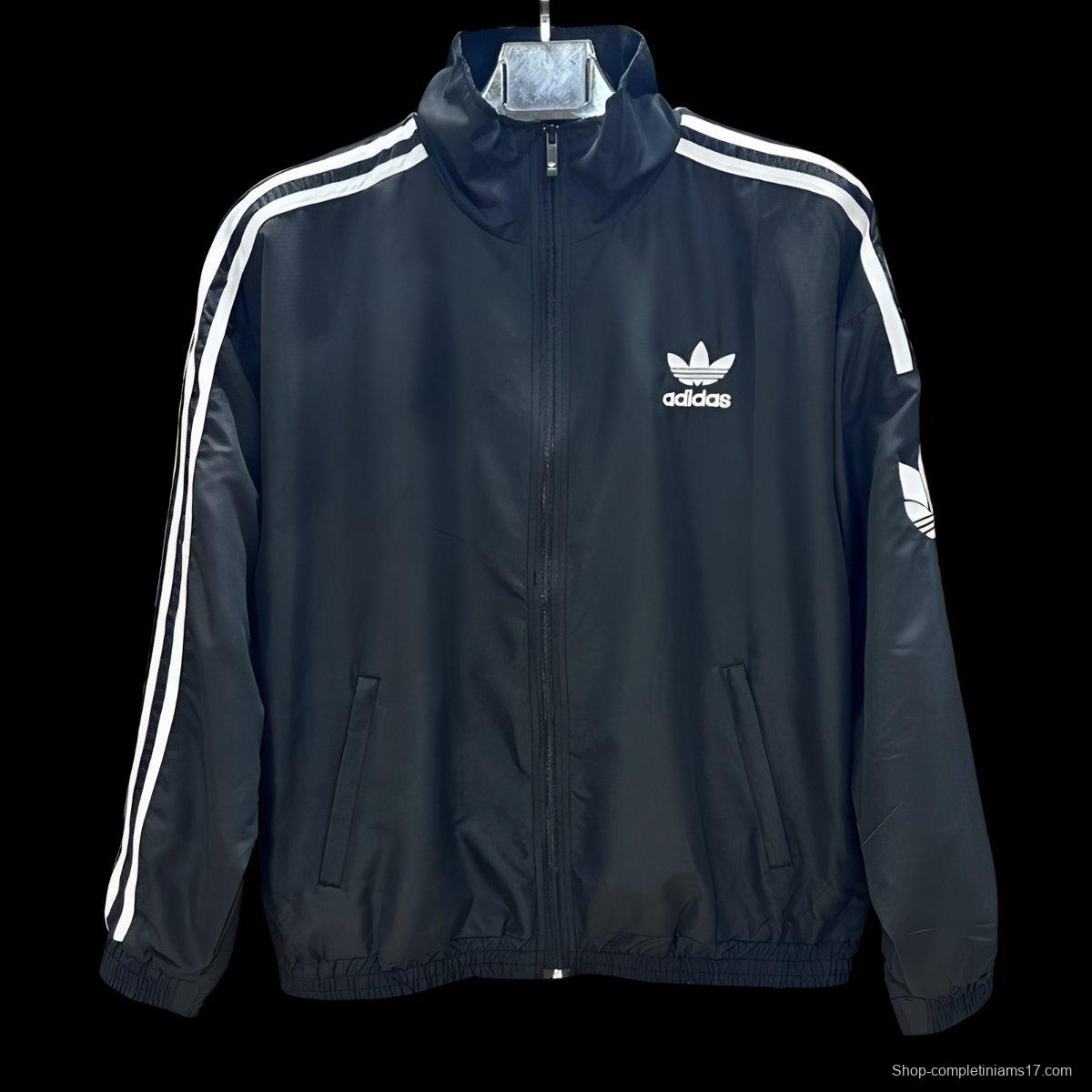 2026 Adidas Navy Full Zipper Windbreaker