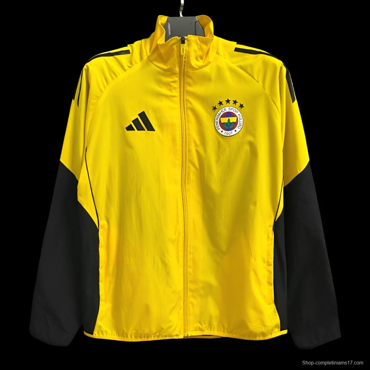 25/26 Fenerbahce Black/Yellow Full Zipper Windbreaker