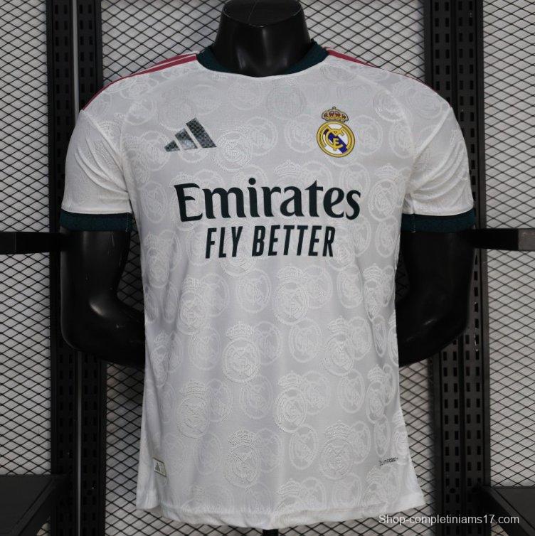 25/26 Player Version Real Madrid White with Subtle Crest Pattern Jersey