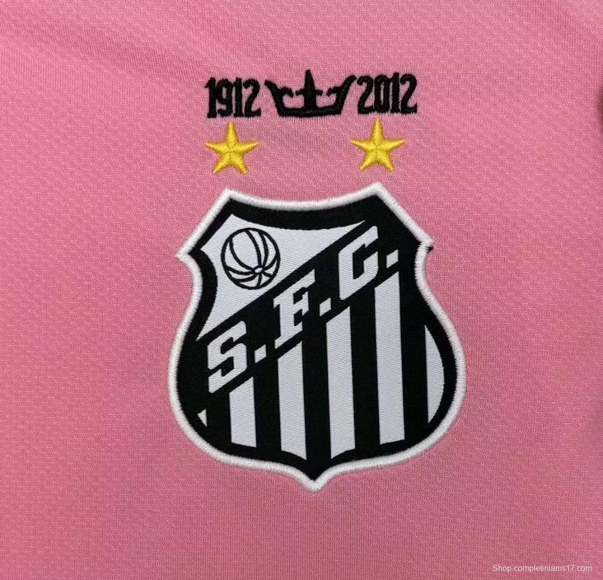 Retro 12/13 Santos Away Pink Long Sleeve Jersey