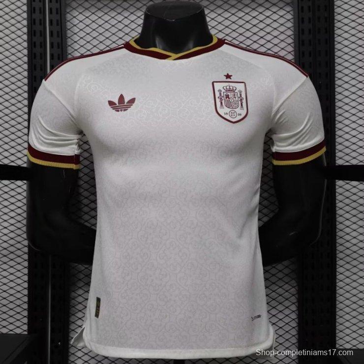 Player Version 2026 Spain  White with Burgundy & Gold Detail Away Jersey