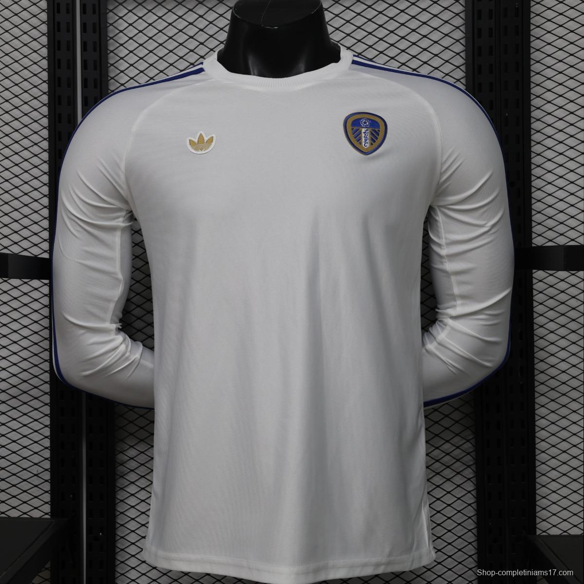 Player Version 25/26 Leeds United White  Home Long Sleeve Jersey