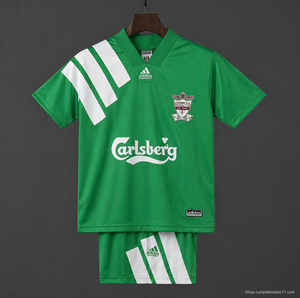Retro 92/93 Kids Liverpool Away Green Jersey