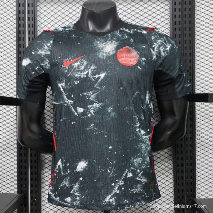 Player Version 2026 Canada Third Dark Grey with Shattered Ice Crystal Allover Print Jersey
