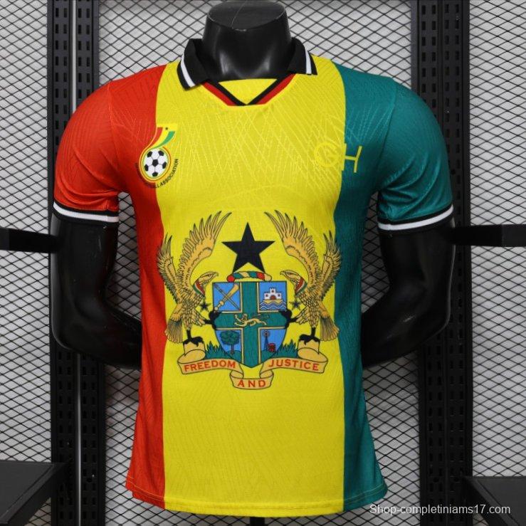 Player Version 2026 Ghana Special Edition Yellow Red Green with National Coat of Arms & Flag Jersey