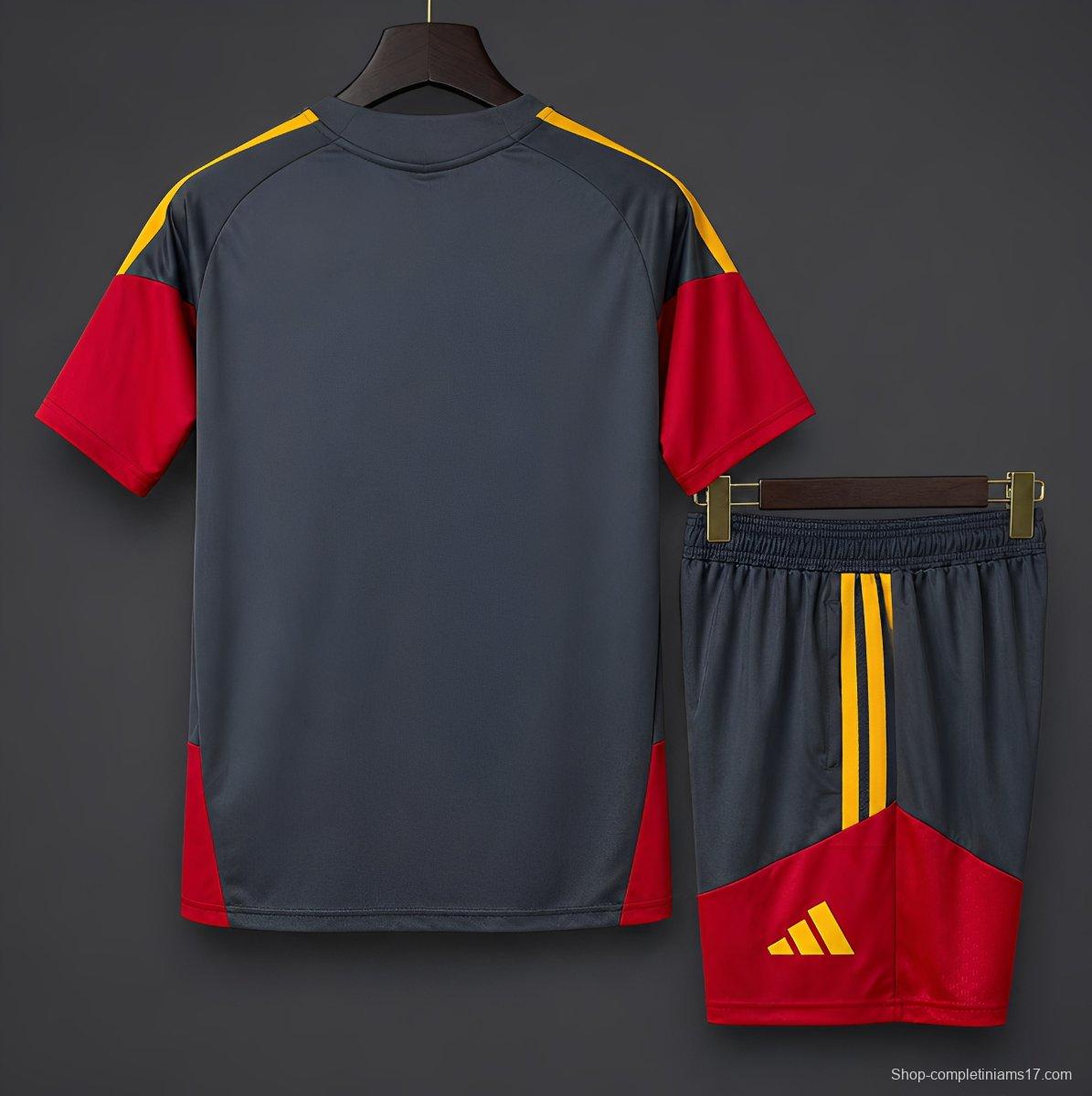 26/27 AS Roma Dark Grey/Red/Yellow Training Jersey+Shorts