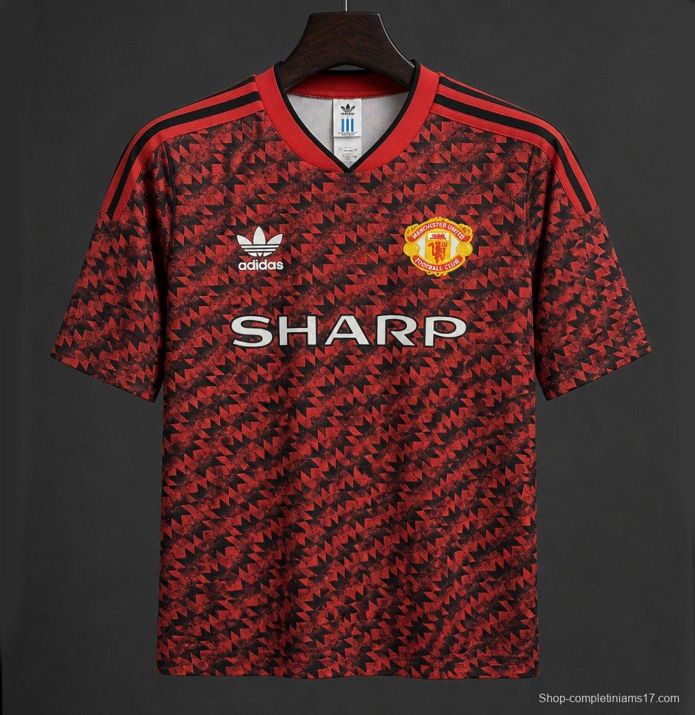 26/27 Manchester Untied 1990–92 Away Red/Black Remake Jersey