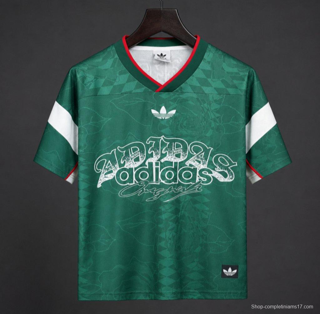 26/27 Adidas Originals Roses Mesh Green Vintage Style Jersey