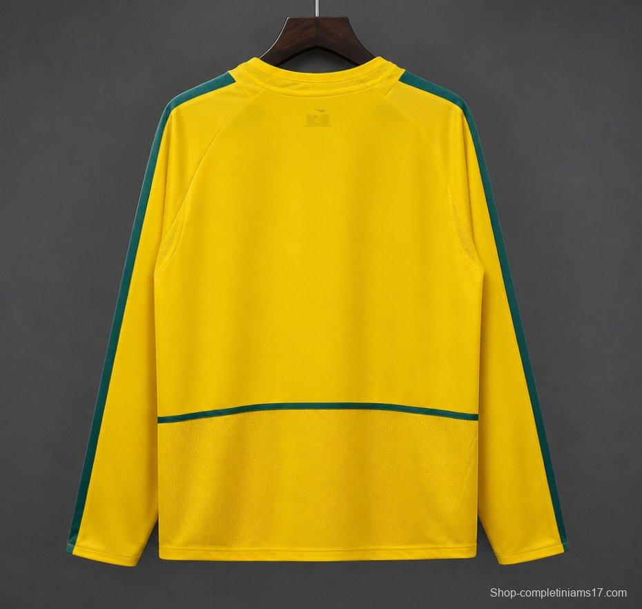 Retro 2002 Brazil Home Long Sleeve Jersey