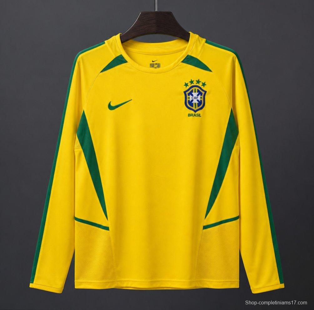 Retro 2002 Brazil Home Long Sleeve Jersey