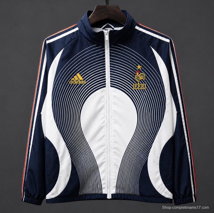 Retro 2006 France Navy Blue Windbreaker Jacket