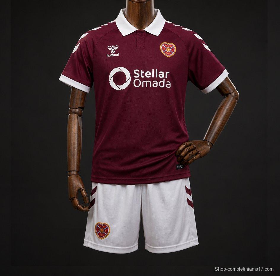 26/27 Kids Heart of Midlothian Maroon Home Jersey