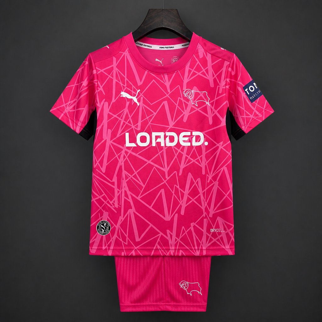 26/27 Kids Derby County Away Pink Kits Jersey