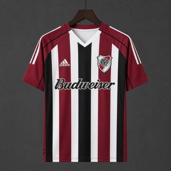 Retro 05/06 River Plate Away Maroon Stripes Jersey