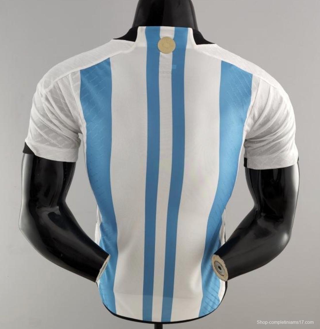 Jersey + Shorts + Socks - Player Version 2 Stars Argentina Home Final Match Jersey With Full Patch